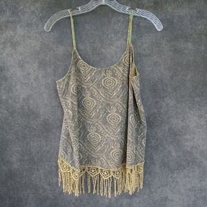 Buckle Gimmicks by‎ BKE Fringe Boho Chic Festival Gypsy Hippie Peasant Tank M